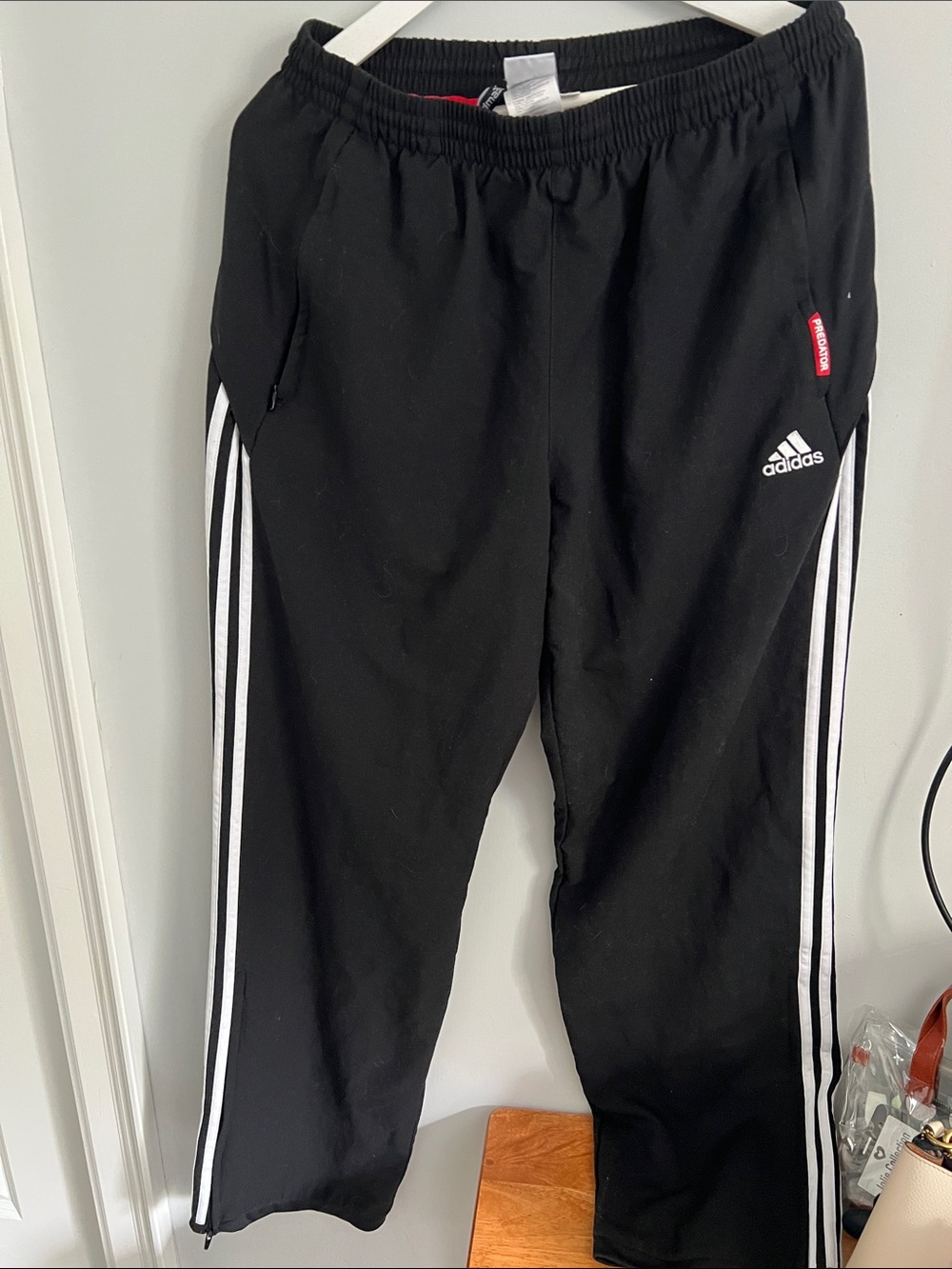 adidas Black Jogger Pants with White Side Stripes